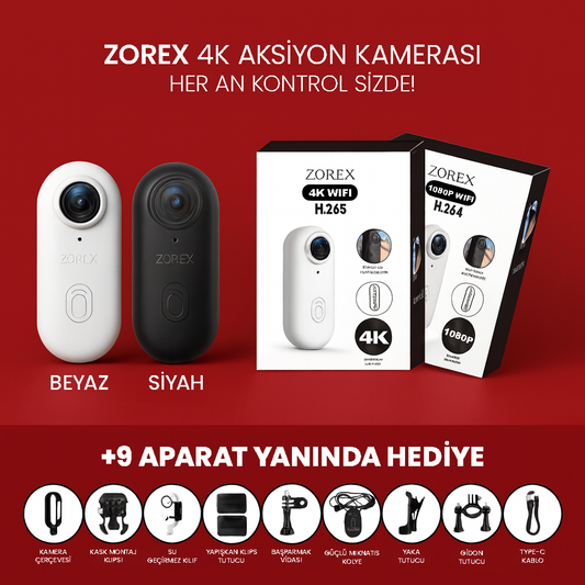 ZOREX 4K Aksiyon Kamerası | Ultra HD, Su Geçirmez, Geniş Açı Lens