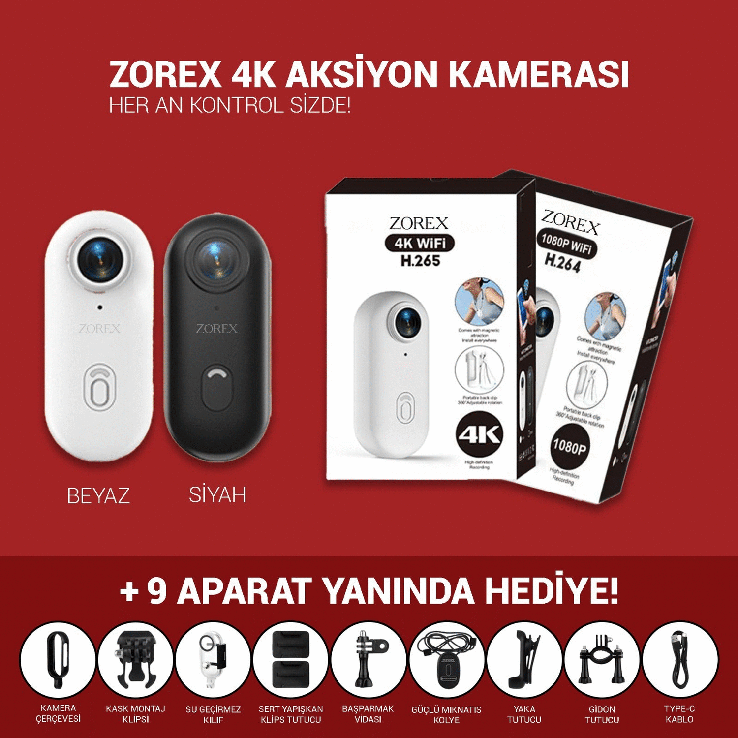 ZOREX 4K Ultra HD Aksiyon Kamerası