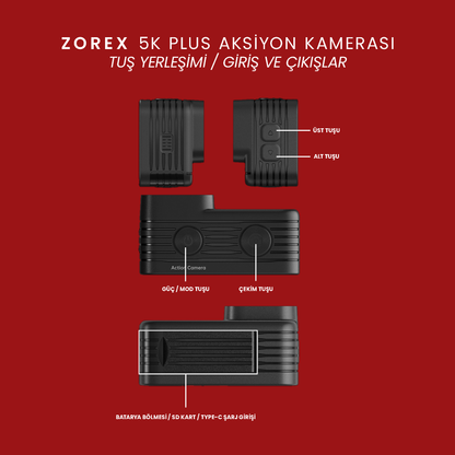 ZOREX 5K PLUS Aksiyon Kamerası | Ultra HD, Geniş Açı Lens
