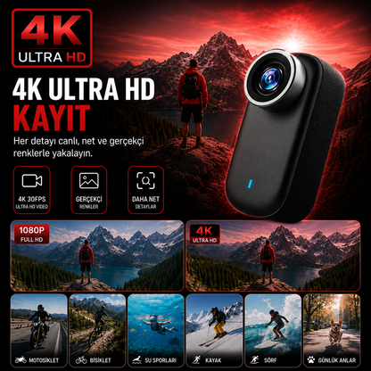 ZOREX 4K PLUS Aksiyon Kamerası | Ultra HD, Su Geçirmez, Geniş Açı Lens