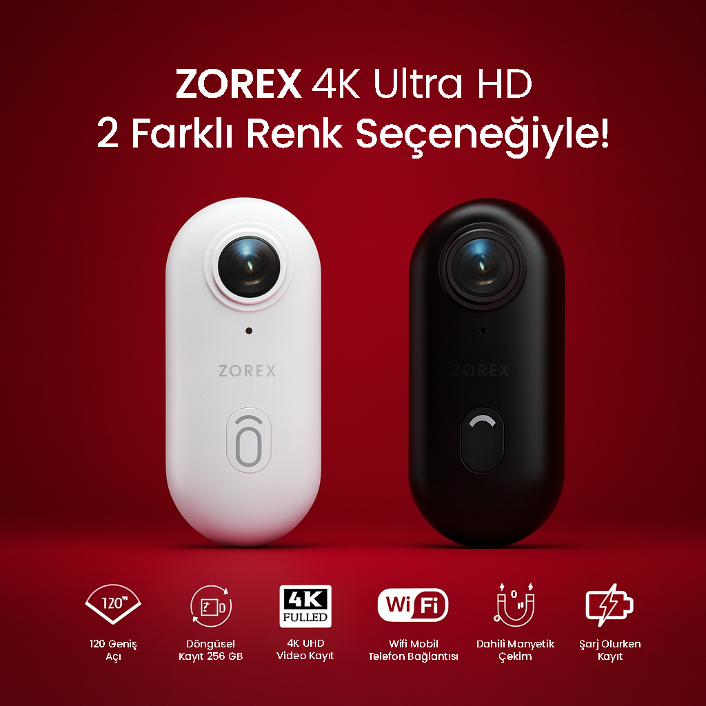 ZOREX 4K Aksiyon Kamerası | Ultra HD, Su Geçirmez, Geniş Açı Lens